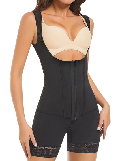 SHAPMAMA™ Shapewear mit hoher Kompression, Reißverschluss vorne und bis zur Mitte des Oberschenkels
