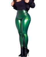 SHAPMAMA™ High Waisted Butt Lifter Leggings Shiny Faux Leather Pants