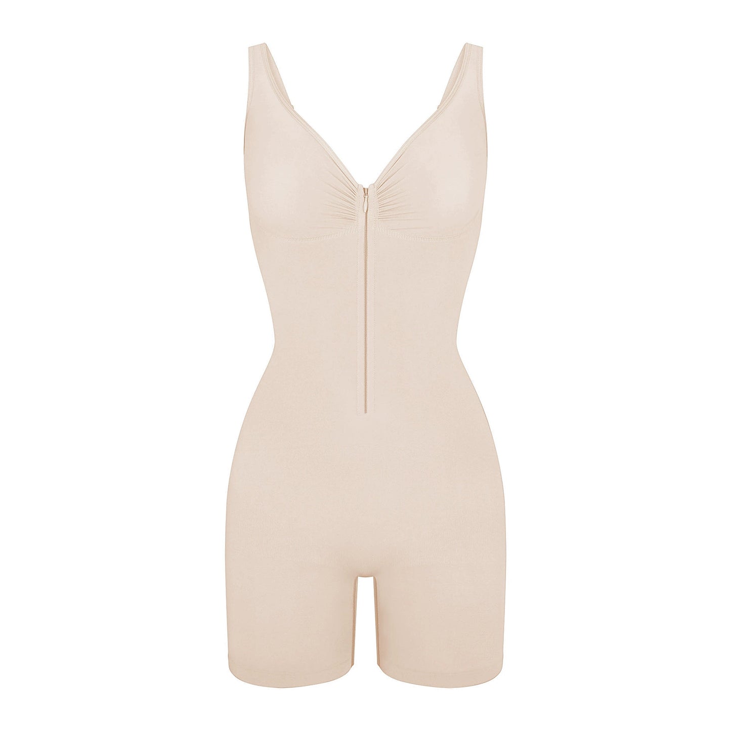 SHAPMAMA™Figure-shaping bodysuit with pleats and front zipper