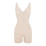 SHAPMAMA™Figure-shaping bodysuit with pleats and front zipper