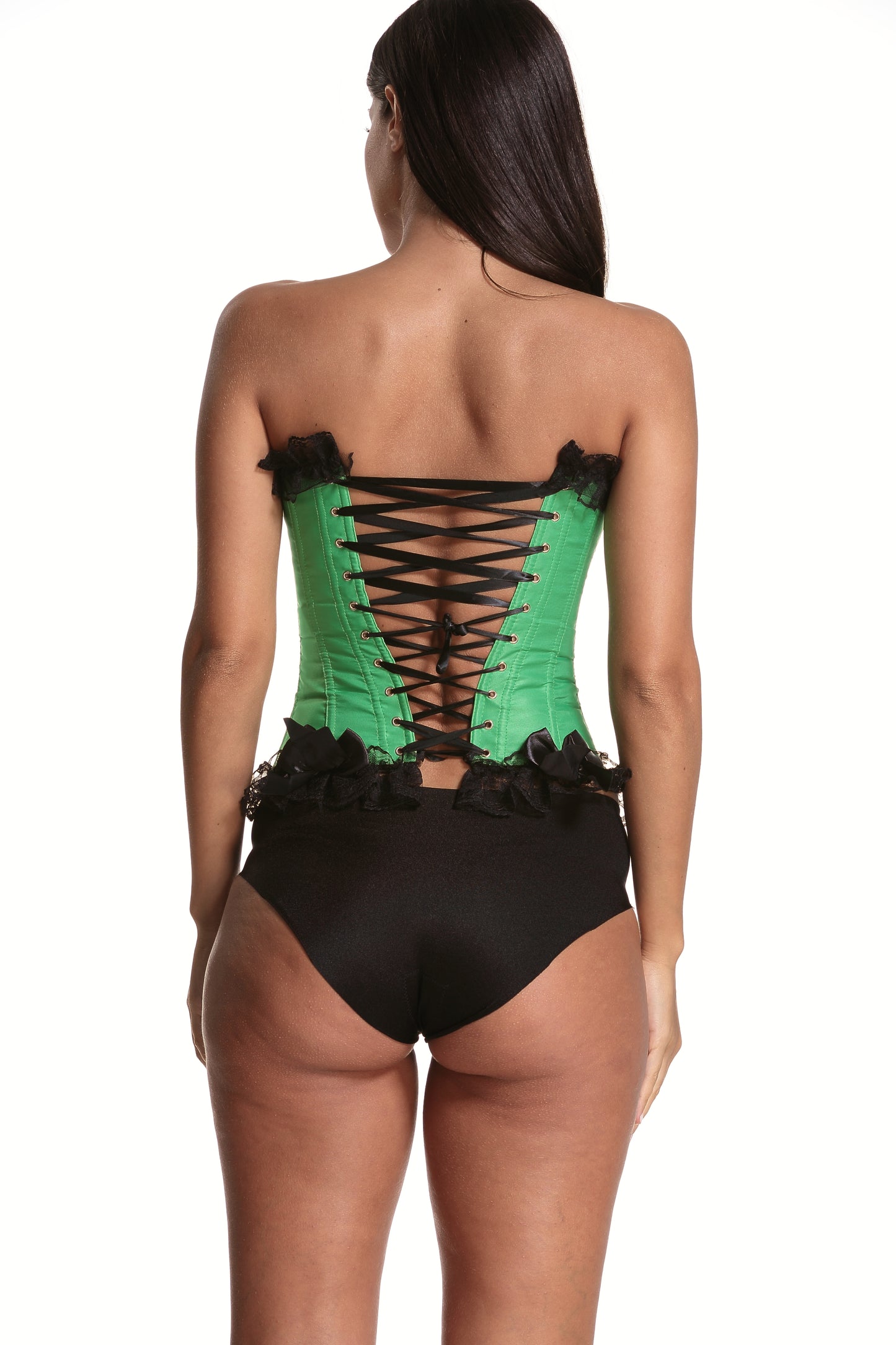 SHAPMAMA™ Eleganter, festlicher Bodysuit in Königsgrün mit Spitzenbesatz, hoher Taille und Brustunterstützung, sexy Korsett-Stil