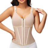 SHAPMAMA™ Women's Boned Latex Zipper Corset Tummy Control Body Shaper Vest With Bra