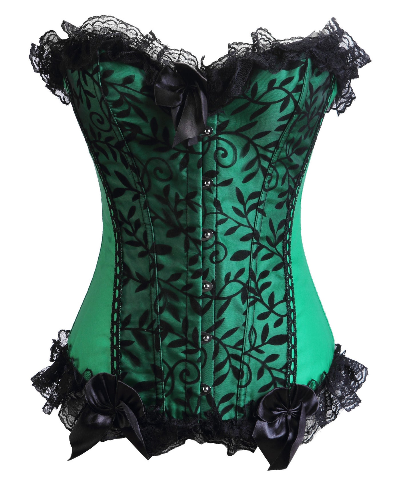 SHAPMAMA™ Eleganter, festlicher Bodysuit in Königsgrün mit Spitzenbesatz, hoher Taille und Brustunterstützung, sexy Korsett-Stil