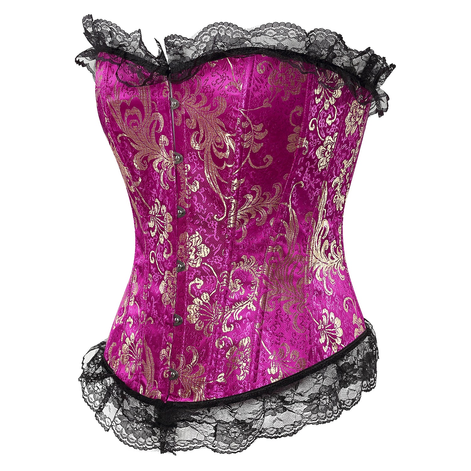 SHAPMAMA™ Lace Trim Elegant Royal Red Festive Bodysuit With High Waist And Bust Support, Corset Style