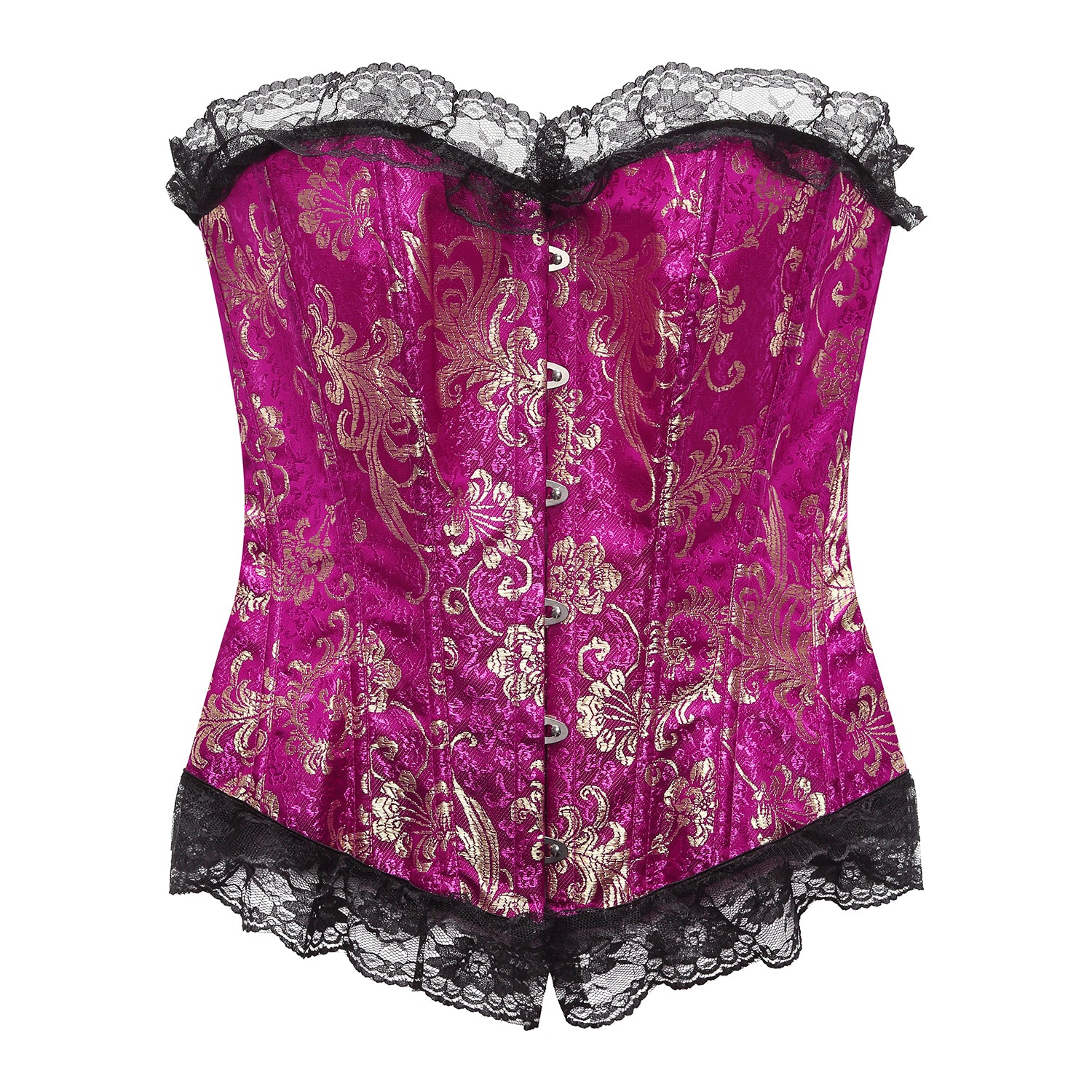 SHAPMAMA™ Lace Trim Elegant Royal Red Festive Bodysuit With High Waist And Bust Support, Corset Style