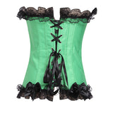 SHAPMAMA™ Lace Trim Elegant Royal Green Festive Bodysuit With High Waist And Bust Support, Sexy Corset Style