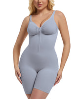 SHAPMAMA™Figure-shaping bodysuit with pleats and front zipper