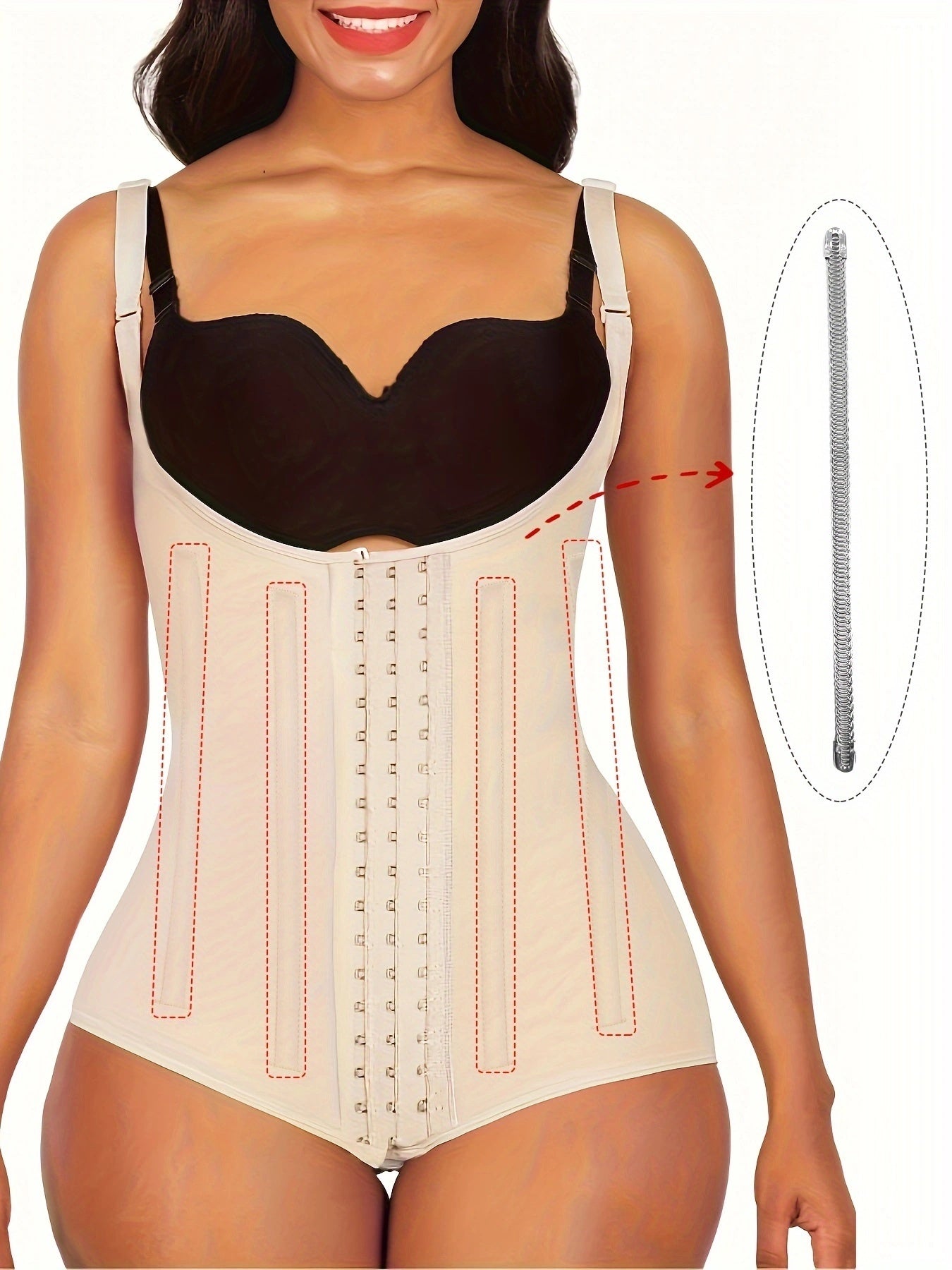 SHAPMAMA™ Body Shaper, schlankmachende Bauchkontrolle, Fajas, offene Brust, Shapewear