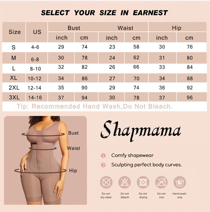SHAPMAMA™ Fajas Colombianas for Women Tummy Control Shapewear Postpartum Girdle Butt Lifter Body Shaper Bodysuit