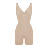 SHAPMAMA™Figure-shaping bodysuit with pleats and front zipper