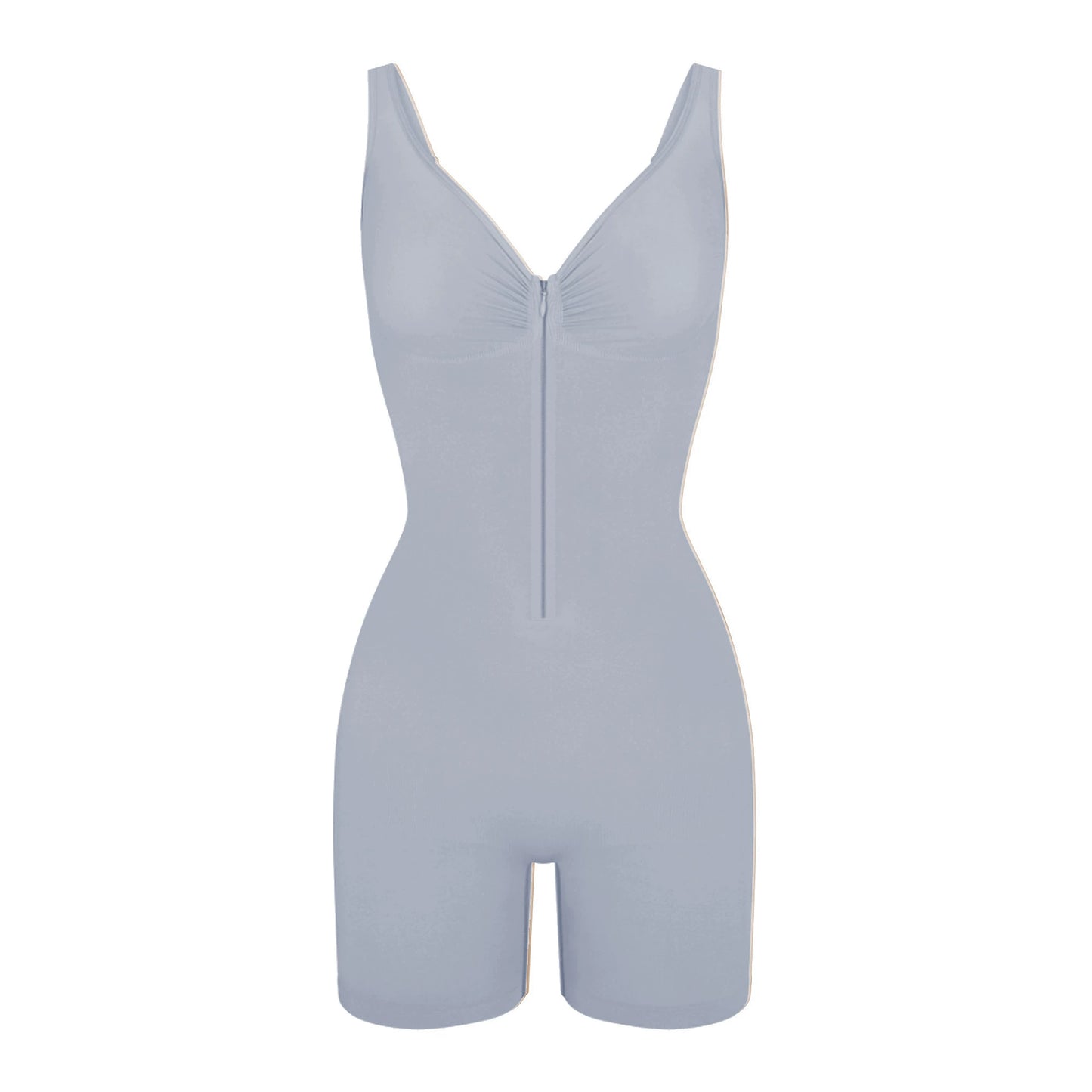 SHAPMAMA™Figure-shaping bodysuit with pleats and front zipper