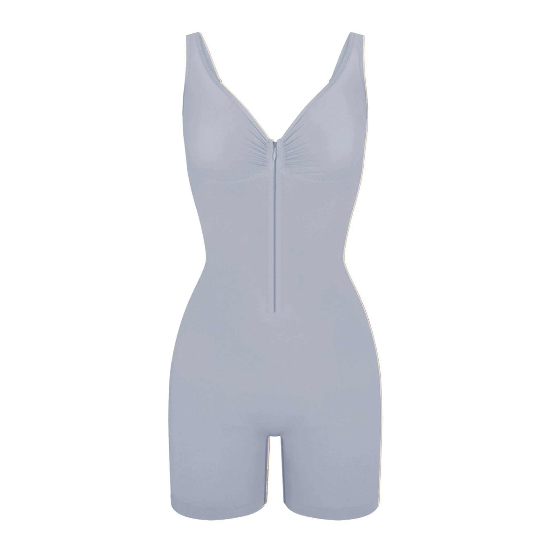 SHAPMAMA™Figure-shaping bodysuit with pleats and front zipper