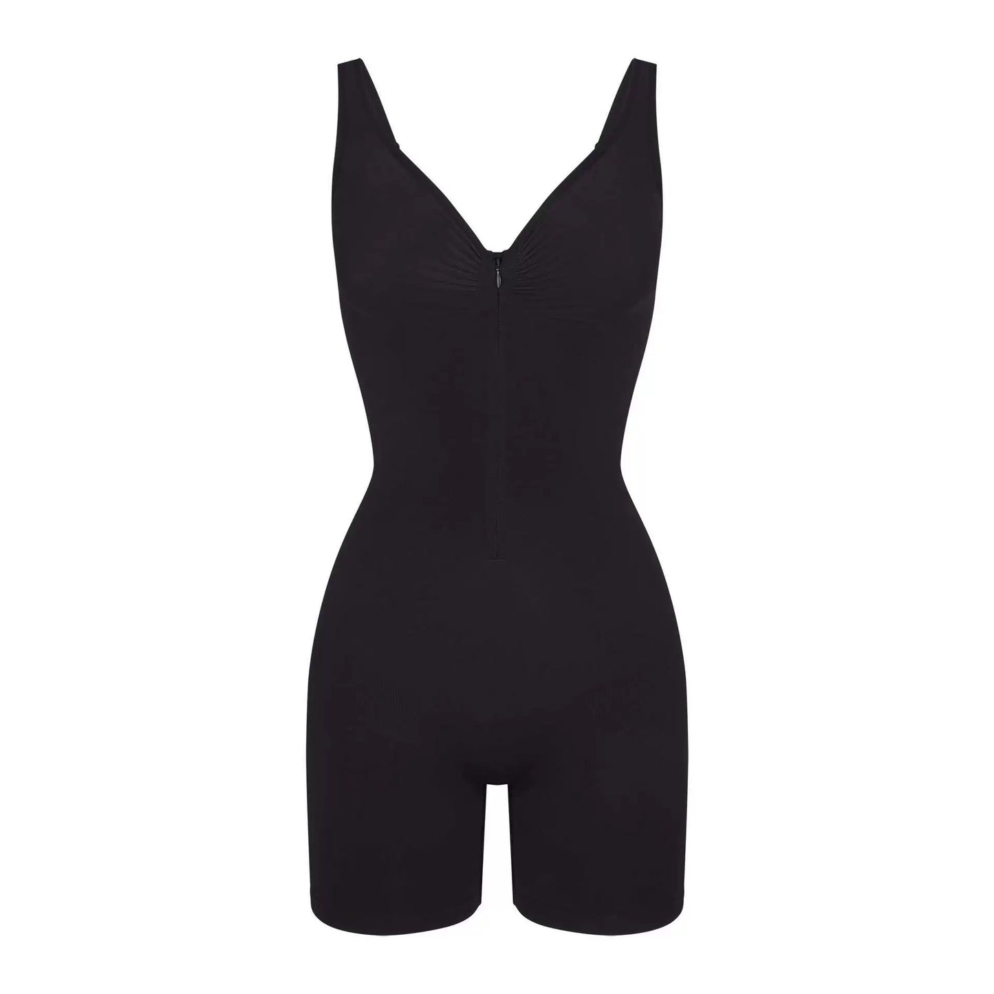 SHAPMAMA™Figure-shaping bodysuit with pleats and front zipper