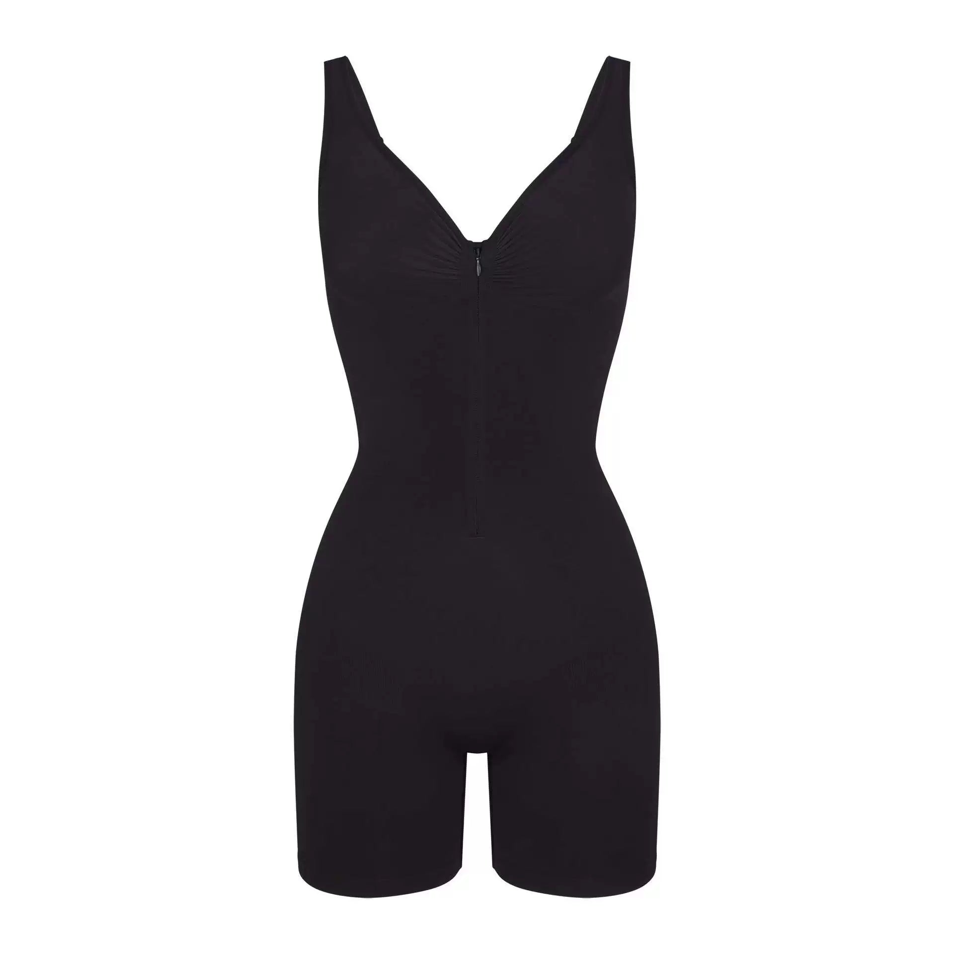 SHAPMAMA™Figure-shaping bodysuit with pleats and front zipper
