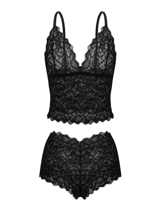 SHAPMAMA™ Sexy Sheer Floral Lace Pajamas Lingerie Set