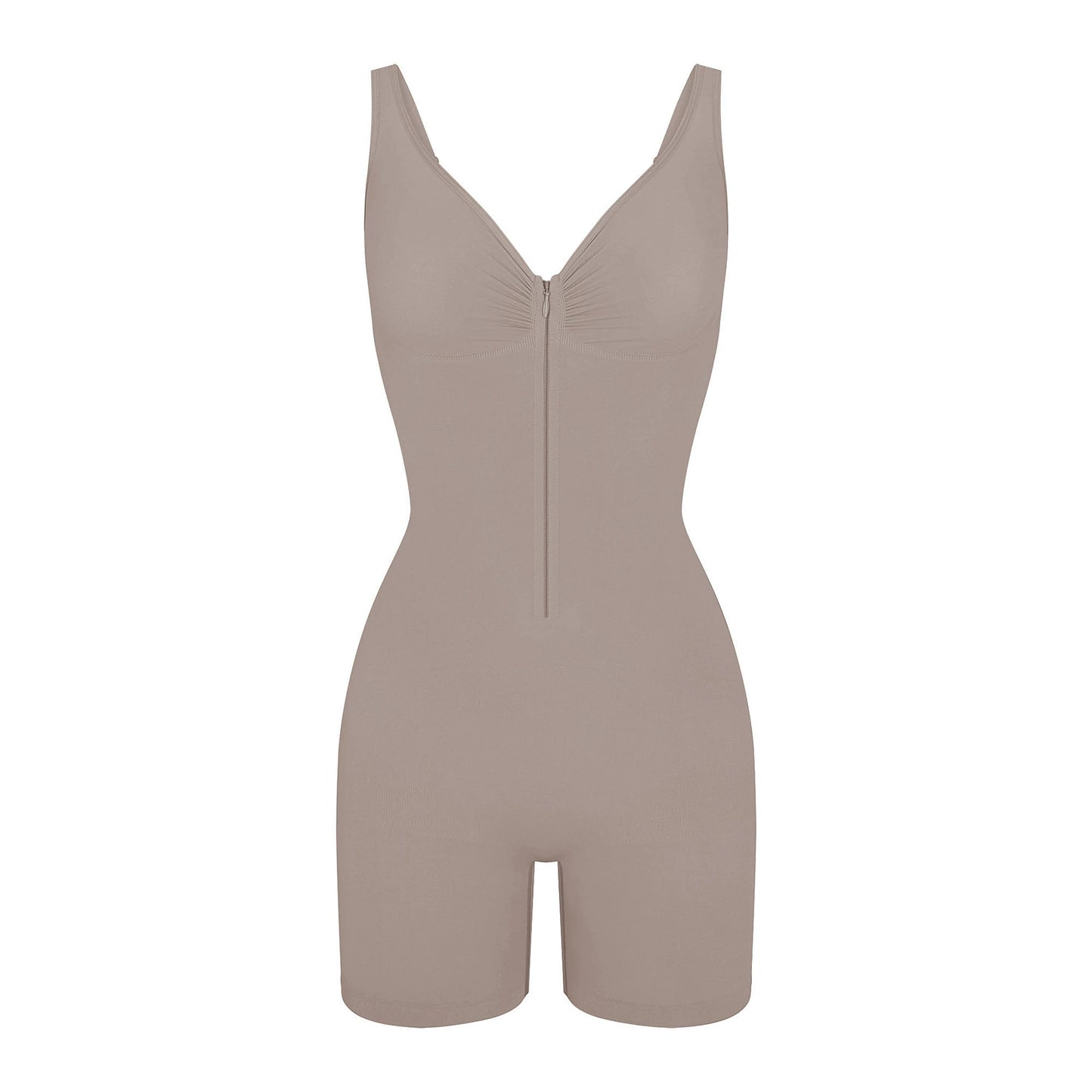 SHAPMAMA™Figure-shaping bodysuit with pleats and front zipper