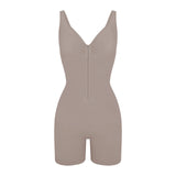 SHAPMAMA™Figure-shaping bodysuit with pleats and front zipper