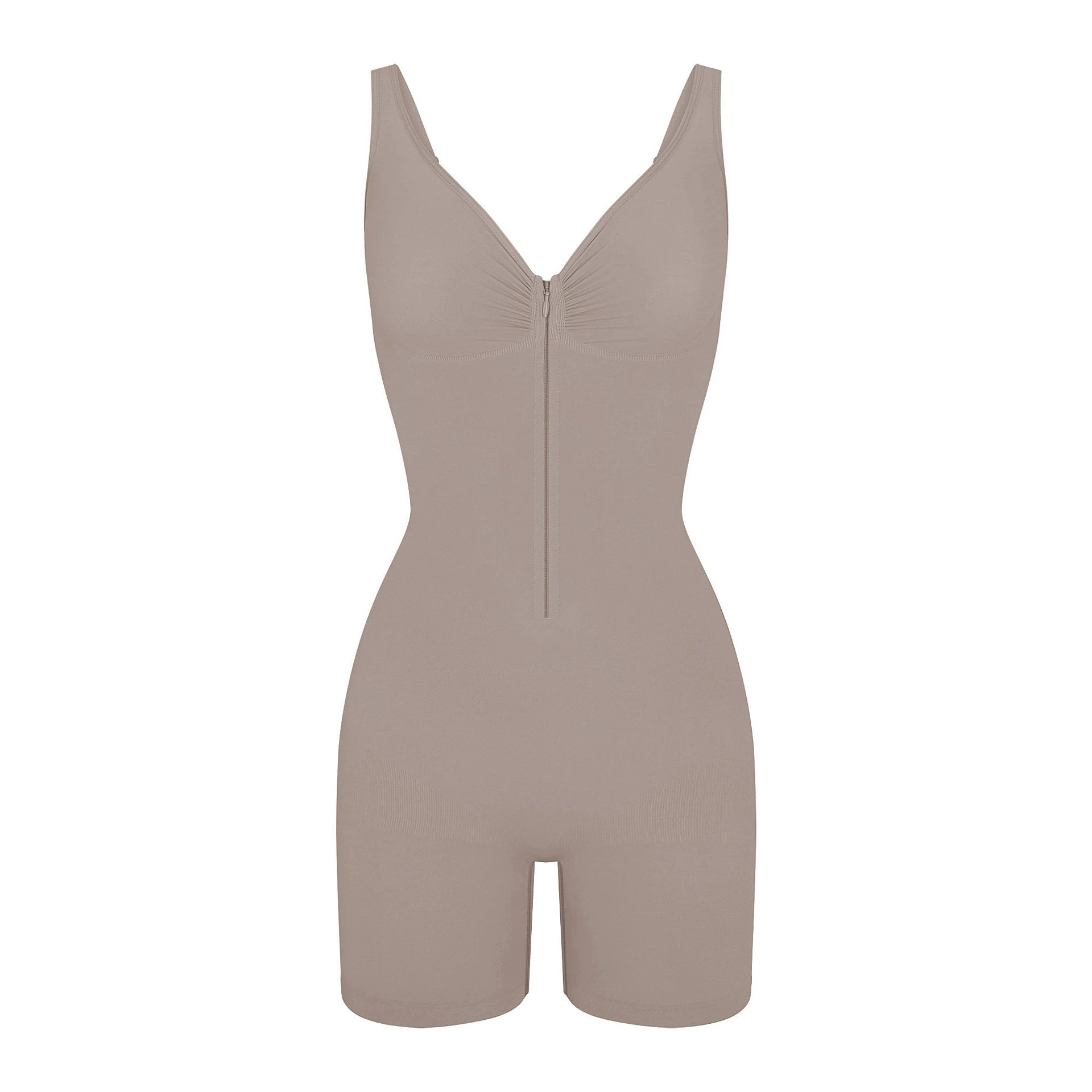 SHAPMAMA™Figure-shaping bodysuit with pleats and front zipper