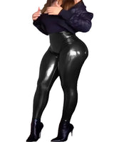 SHAPMAMA™ High Waisted Butt Lifter Leggings Shiny Faux Leather Pants